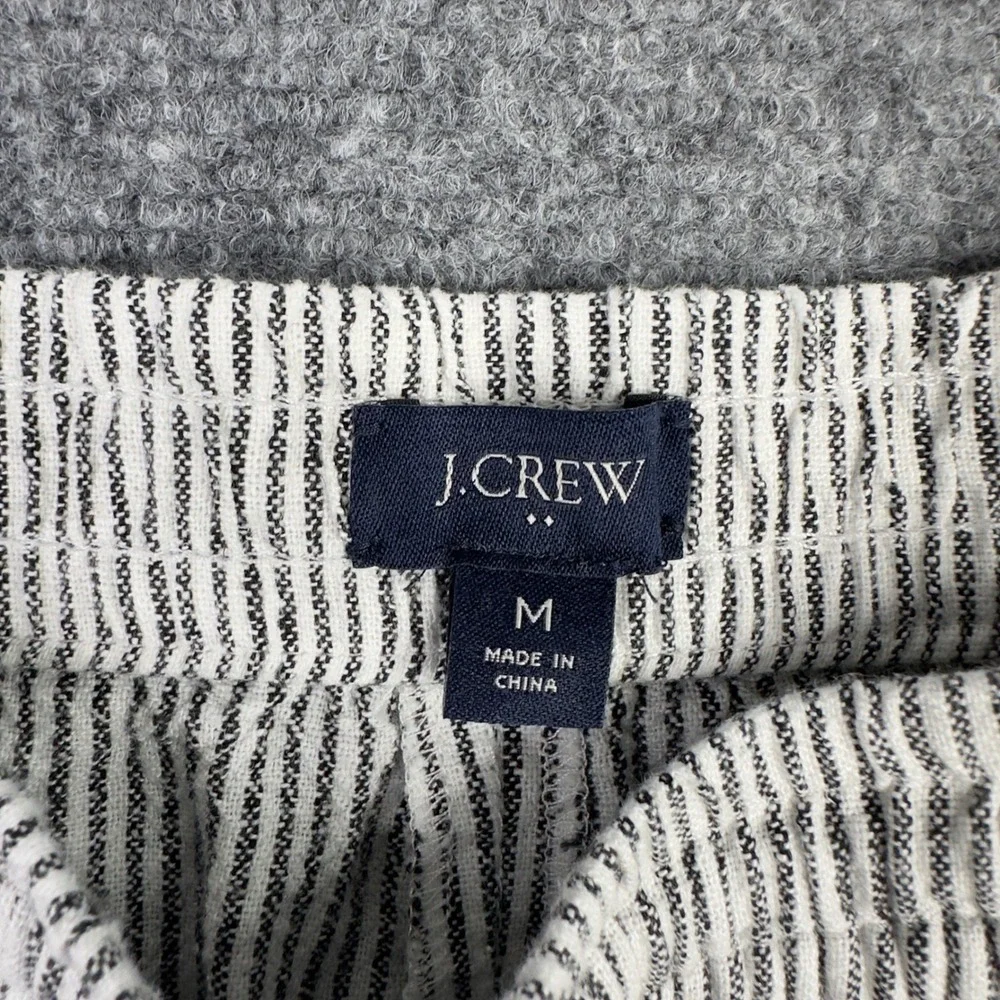 J.Crew Shorts M Black White Linen Blend Striped Coastal Minimalist Vacation Boho